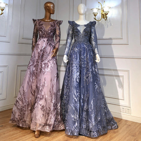 Moslim Blue A-Lijn Avond Jurken 2025 Lace Kralen Luxe pour votre fête LA71552 