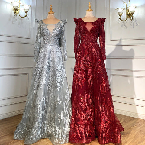 Moslim Blue A-Lijn Avond Jurken 2025 Lace Kralen Luxe pour votre fête LA71552 