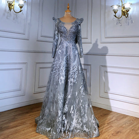 Moslim Blue A-Lijn Avond Jurken 2025 Lace Kralen Luxe pour votre fête LA71552 