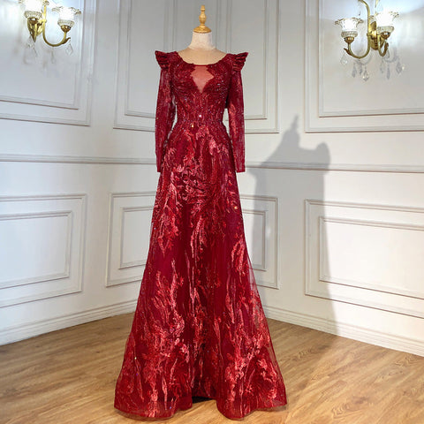 Moslim Blue A-Lijn Avond Jurken 2025 Lace Kralen Luxe pour votre fête LA71552 