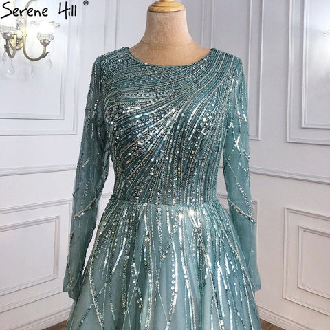 Moslim Groen Luxe Avond Jurken 2025 Kralen A-Lijn pour votre fête de mariage LA71021L 