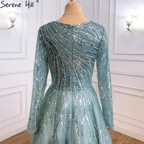 Moslim Groen Luxe Avond Jurken 2025 Kralen A-Lijn pour votre fête de mariage LA71021L 