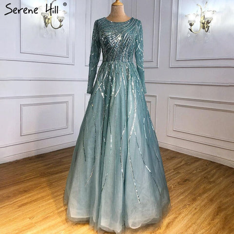 Moslim Groen Luxe Avond Jurken 2025 Kralen A-Lijn pour votre fête de mariage LA71021L 