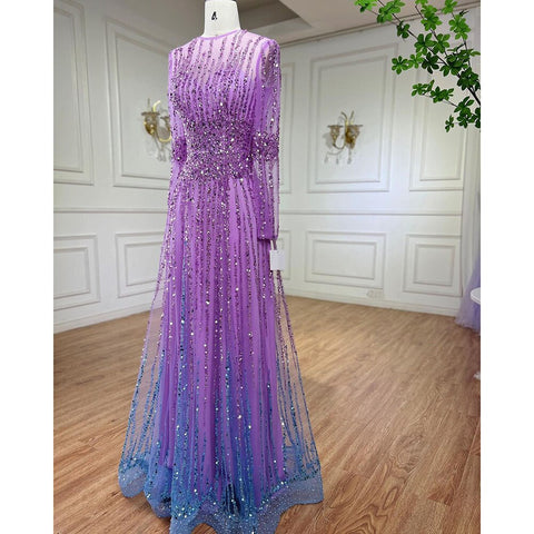 Robe de soirée musulmane de luxe, coupe A, perlée, style arabe, pour femmes, tenue de mariage, modèle LA71907, 2025 