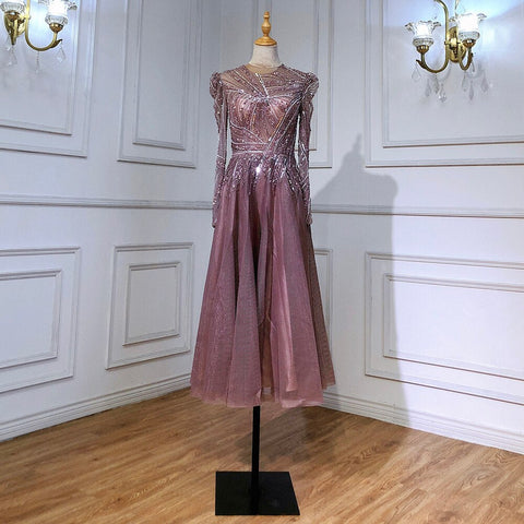 Robe de soirée noire style musulman, coupe trapèze, luxueuse, perlée, longueur cheville, pour femmes, modèle LA71290, 2025 