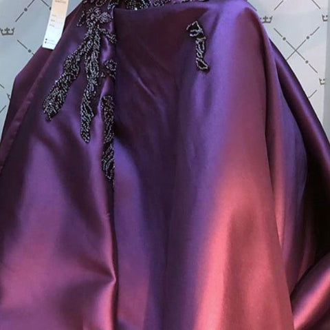 Robe de soirée de luxe en satin noir musulman, robe trapèze à perles, pour femmes, LA70919, 2025 