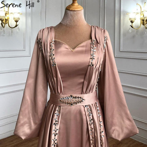 Robe de soirée trapèze style caftan musulman, manches lanternes, perles, sexy, pour femmes, LA71054, 2025 