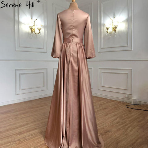 Robe de soirée trapèze style caftan musulman, manches lanternes, perles, sexy, pour femmes, LA71054, 2025 