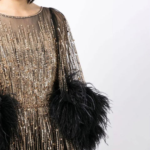 Luxury Feathers Black Dubai Evening Dresses LA72248