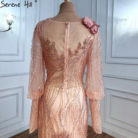 Robe de soirée musulmane de luxe dorée, manches bouffantes, style sirène, élégante, pour femmes, LA70984, 2025 
