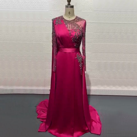 Robe de soirée musulmane violette luxueuse, fendue sur le côté, en satin, pour femme, LA71456, 2025 
