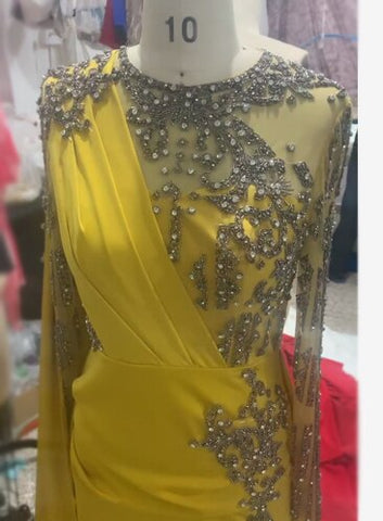 Robe de soirée musulmane violette luxueuse, fendue sur le côté, en satin, pour femme, LA71456, 2025 