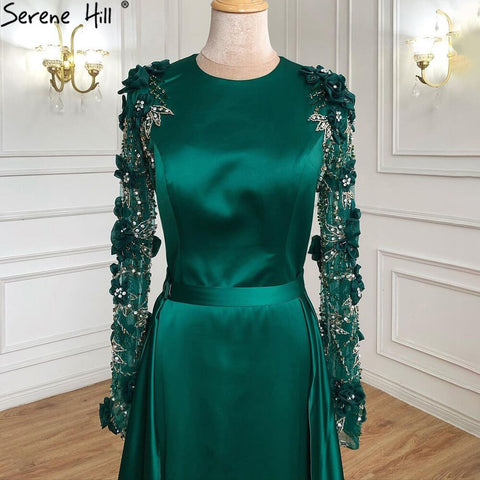 Robe de soirée musulmane verte détachable, élégante, avec perles, pour mariage, 2025, LA71057 