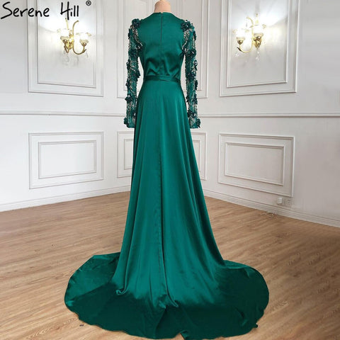 Robe de soirée musulmane verte détachable, élégante, avec perles, pour mariage, 2025, LA71057 