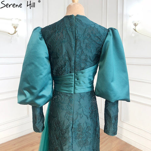 Robe de soirée musulmane à manches lanternes vertes, style sirène, élégante, pour femmes, LA71160, 2025 