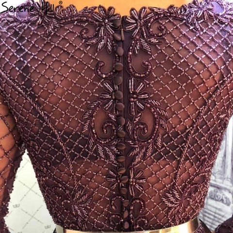 Robe de soirée musulmane en satin vert, coupe trapèze, avec perles, pour mariage, collection 2025, LA71252 