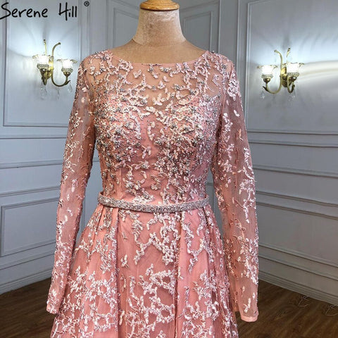 Robe de soirée trapèze grise musulmane, luxueuse, en dentelle et perles, pour femme, idéale pour un mariage, modèle 2025, LA71211 