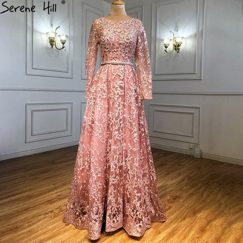 Robe de soirée trapèze grise musulmane, luxueuse, en dentelle et perles, pour femme, idéale pour un mariage, modèle 2025, LA71211 