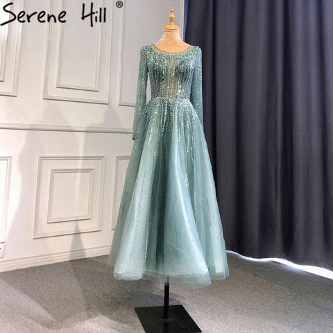 Robe de soirée de luxe musulmane ivoire, coupe trapèze, longueur cheville, perles, tenue de soirée formelle pour femme, LA71111 