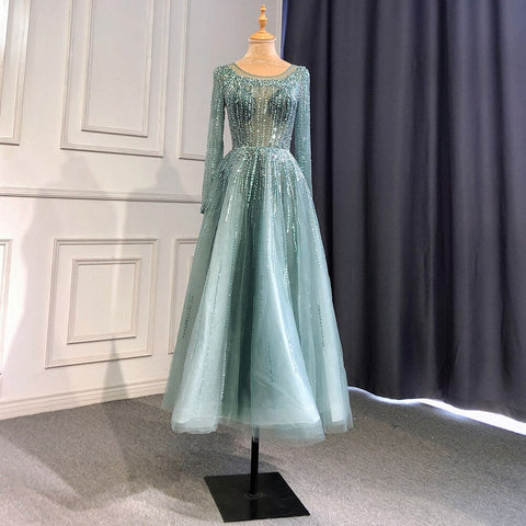 Vestidos de noche musulmanes de lujo con cuentas color caramelo, corte A, midi, hasta los tobillos, para mujer, formal, boda, fiesta, LA71111 