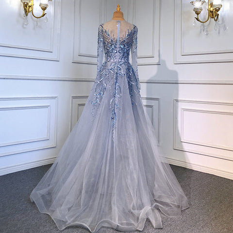 Vestidos de noche musulmanes de lujo dorados, 2025, con cuentas brillantes, corte A, para mujer, fiesta, LA71605 