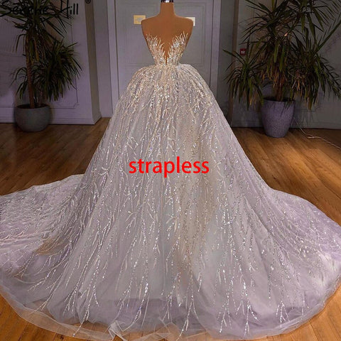 Vestidos de novia musulmanes de lujo color marfil, 2025, con cuentas de cristal, sexy, HM67226, hechos a medida 
