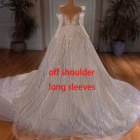 Vestidos de novia musulmanes de lujo color marfil, 2025, con cuentas de cristal, sexy, HM67226, hechos a medida 