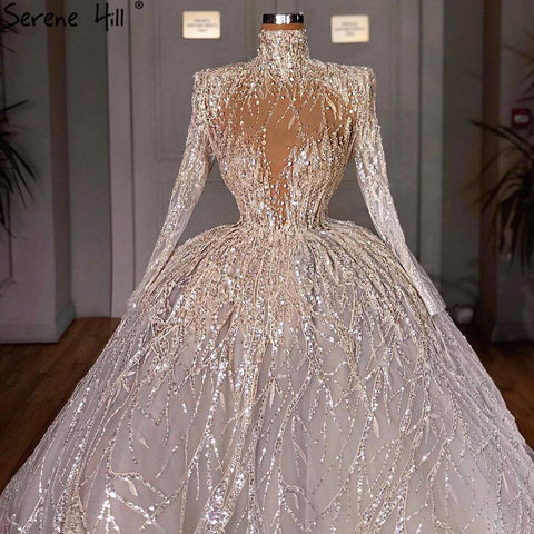 Vestidos de novia musulmanes de lujo color marfil, 2025, con cuentas de cristal, sexy, HM67226, hechos a medida 