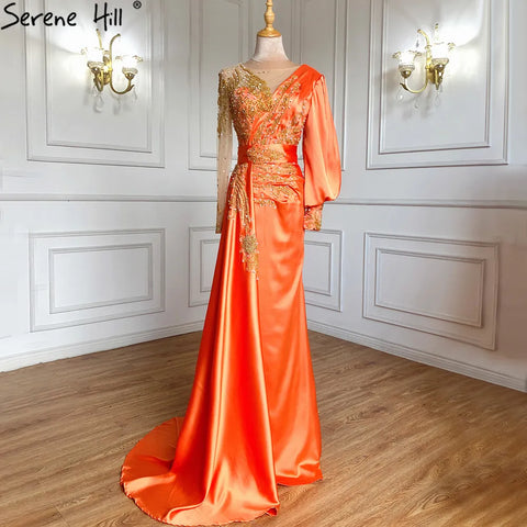 Elegante vestido de noche musulmán de sirena color menta con cuentas de satén y sobrefalda, talla grande 2025, para mujer, fiesta, LA71278 