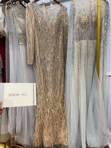 Vestidos de noche musulmanes de lujo con meramida desnuda, con plumas y abalorios, elegantes para mujer, para fiesta, LA71093 