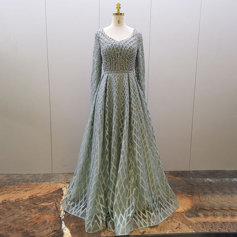 Muslim Pink A Line Luxury Beaded Sexy Sweetheart Evening Dresses Gowns For Women Party 2025 LA71811