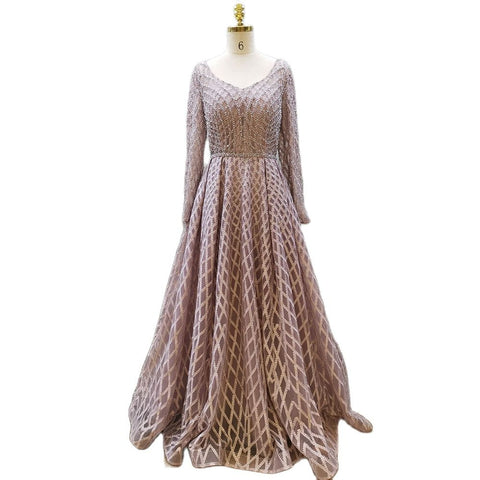 Muslim Pink A Line Luxury Beaded Sexy Sweetheart Evening Dresses Gowns For Women Party 2025 LA71811