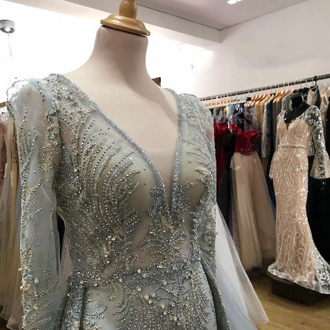 Robe de soirée sirène rose élégante et luxueuse, avec jupe perlée, pour femme musulmane, modèle LA71572, 2025 