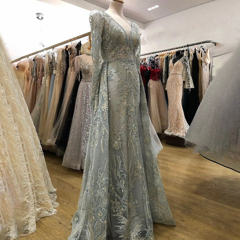 Robe de soirée sirène rose élégante et luxueuse, avec jupe perlée, pour femme musulmane, modèle LA71572, 2025 