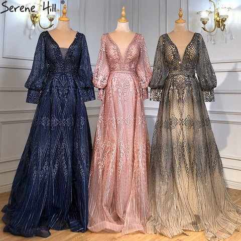 Muslim Pink Luxury Beaded Overskirt Mermaid Evening Dresses Gowns 2025 For Woman Party  LA71482