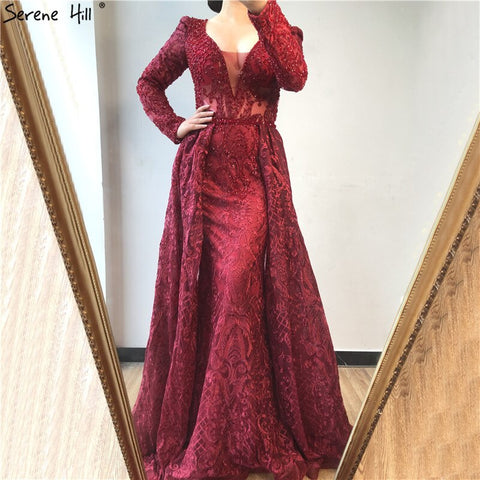 Muslim Pink Mermaid Elegant Luxury With Train Evening Party Wear Dresses Gowns 2025 For Women Plus Size LA70159