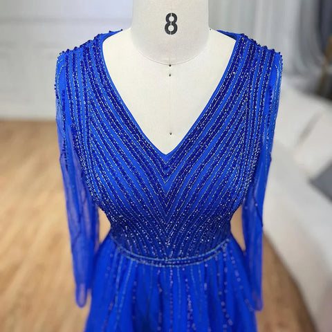 Muslim Turquoise Elegant A Line Luxury Dubai Evening Dresses Beaded Formal Dress 2025 LA72228