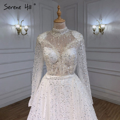 Muslim White Detachable Skirt Evening Dresses Gowns 2025 Luxury Mermaid Beading Elegant For Women Party LA71110