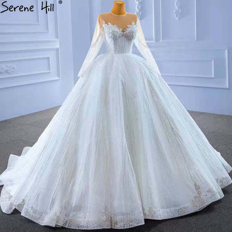 Muslim White Luxury Wedding Dresses 2025 Beaded Lace Up High-end Bride Gowns HM67388 Custom Made