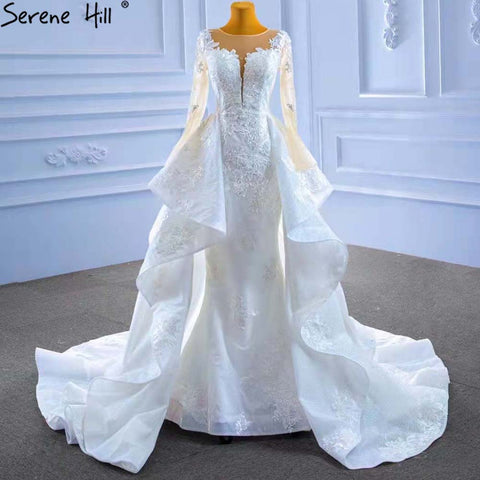 Muslim White OverSkirt  Wedding Dresses Gowns 2025 Mermaid Elegant Lace High-end Bridal Dress HM67416