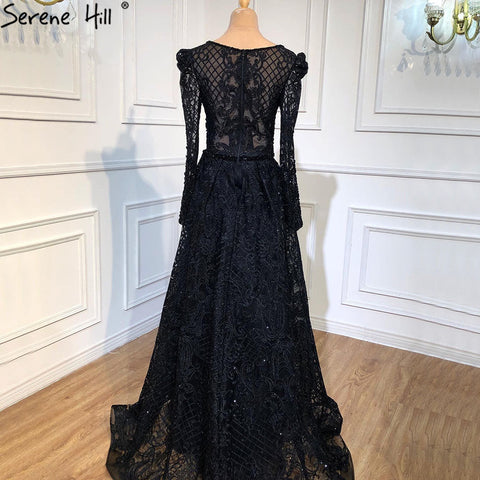 Muslim Wine Red Mermaid Elegant O Neck Luxury Beaded Evening Dresses Gowns 2025 For Woman Plus Size LA70406