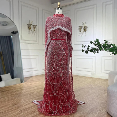Robe de soirée longue style sirène pour femme musulmane, tenue de soirée de luxe, style Dubaï, Arabie saoudite, pour fête de mariage, 2025, LA72032M 