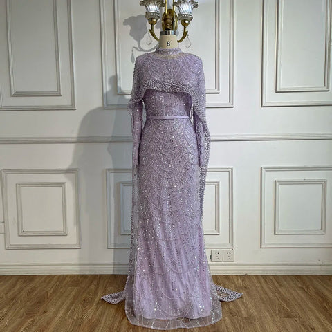 Robe de soirée longue style sirène pour femme musulmane, tenue de soirée de luxe, style Dubaï, Arabie saoudite, pour fête de mariage, 2025, LA72032M 