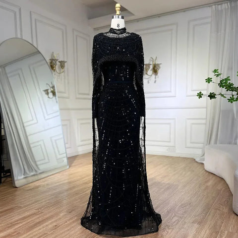 Robe de soirée longue style sirène pour femme musulmane, tenue de soirée de luxe, style Dubaï, Arabie saoudite, pour fête de mariage, 2025, LA72032M 