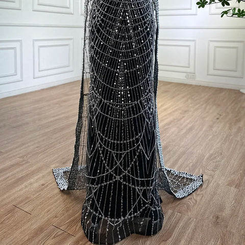 Robe de soirée longue style sirène pour femme musulmane, tenue de soirée de luxe, style Dubaï, Arabie saoudite, pour fête de mariage, 2025, LA72032M 