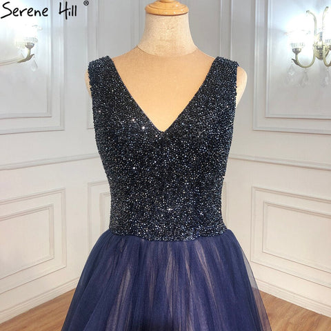 Navy Blue A-Line Evening Dresses Gowns 2025 Sleeveless Beaded Sexy For Women Wedding Party LA71125