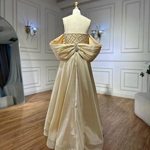 Nude Beaded Mermaid Evening Gown Off Shoulder Shawl Crystal Detailing for Formal Occasion  2025 LA72819