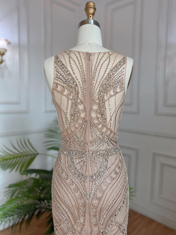 Nude Luxury Mermaid Evening Dresses Gowns 2025 Beaded Feather Elegant For Women Wedding Party LA71868