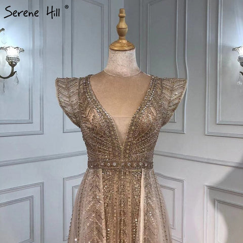 Nude Luxury Overskirt Evening Dresses Gowns 2025 Beaded Mermaid Sexy For Women Party LA71335