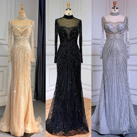 Robe de soirée sirène champagne de luxe avec jupe amovible LA71533